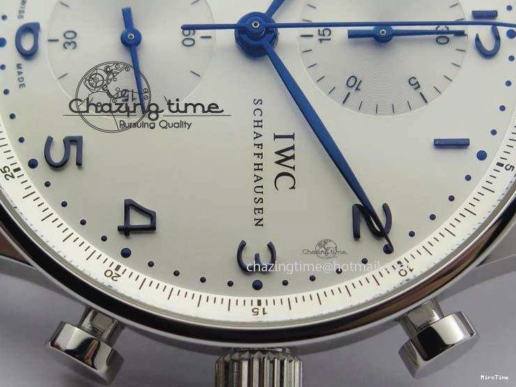 MIROTIME 0715 UrbanStyle Portuguese IW371446 ZF 1:1 Best Edition SS White Dial Blue Markers On Blue Leather Strap  A79350 V 7270